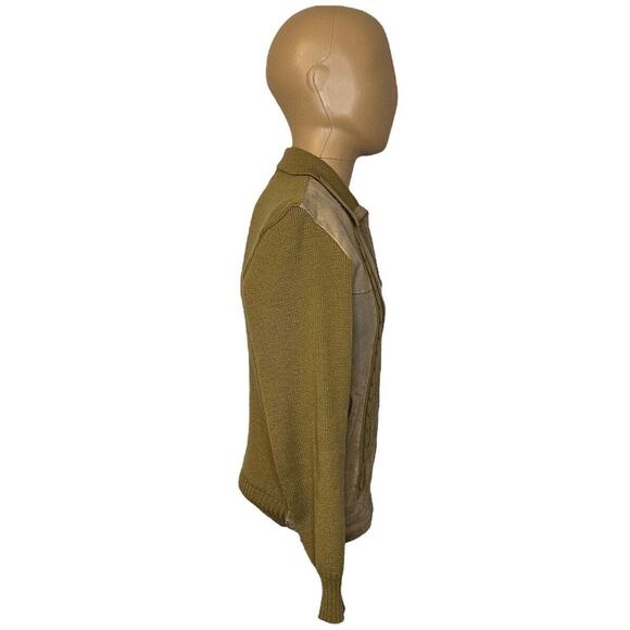 VTG Montgomery Ward Pig Skin Suede Front Full Zip Sweater Medium Acrylic Brown - Picture 5 of 6